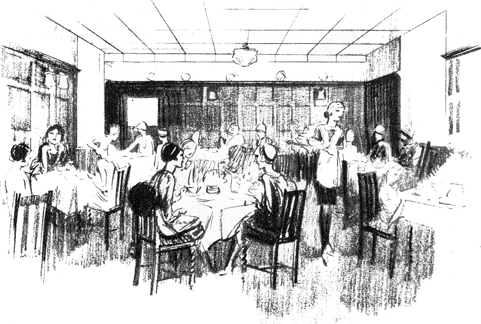 1930 Cricklewood Opening Brochure Illustration-Tea Room