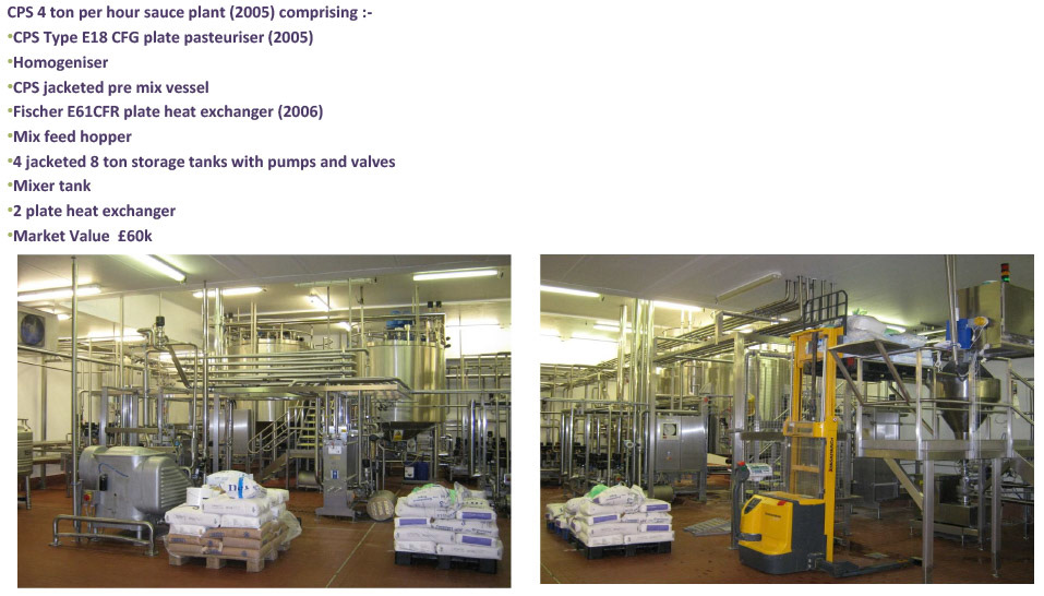 2012 Minsterley: Desserts Processing Equipment-CPS 4 ton per hour plant with 2 x 4 ton jacketed mix vessels.  (Greencore Asset Sale on purchase by Muller, Courtesy Paul Bloor)