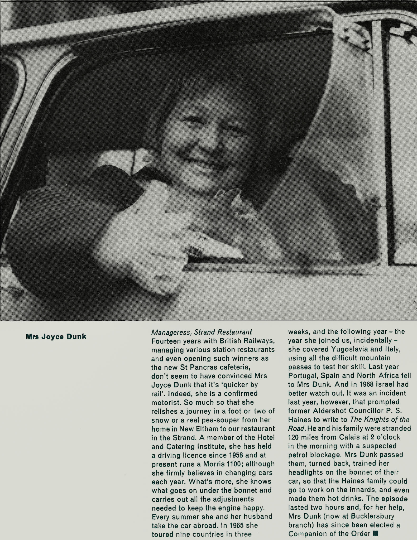 1968 Feature promoting the importance of women in Express - Mrs Joyce Dunk, Manageress, Strand Restaurant. (Express News Spring)