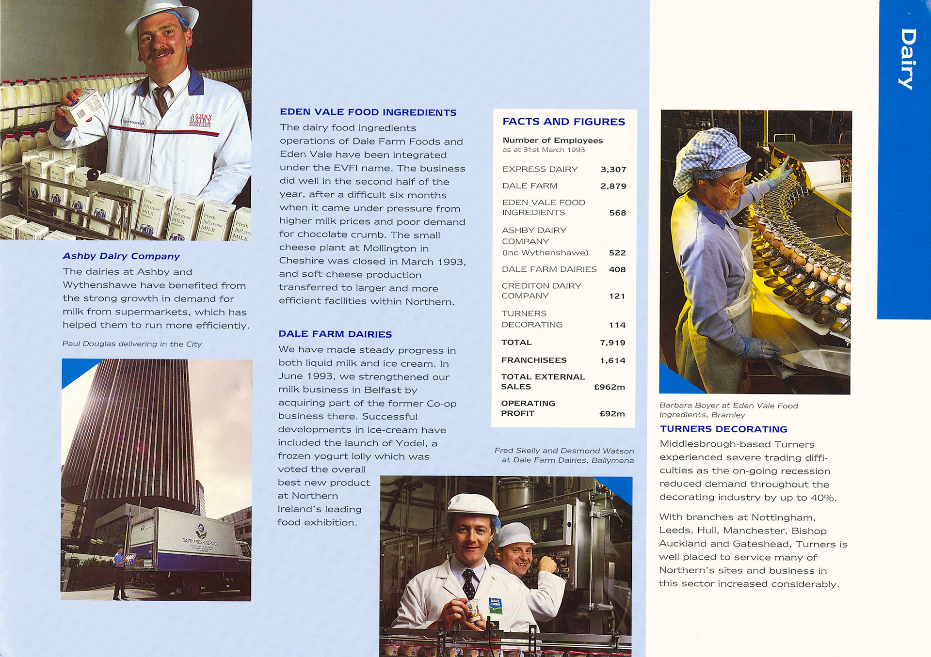 1993 Northern Foods Employee Report, following the purchase of Express and Eden Vale the previous financial year. (Express Dairy Tales Archive)
