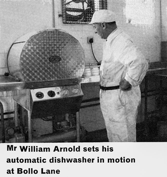 1963 Bollo Lane automated dishwashing, Mr William Arnold, from Staff Canteen Feature (Express News Autumn)