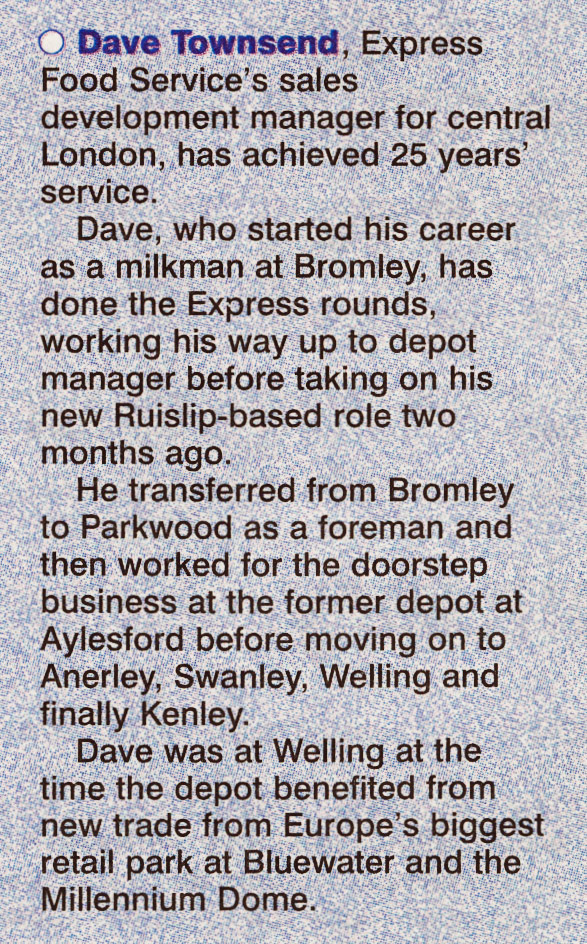 Paul Batchelor comments "Dave was a really nice man, I remember him at all of those depots - you couldn’t wish for a better manager, always very helpful". Michael Aldread adds "I worked with Dave’s son Steve, at Nine Elms."