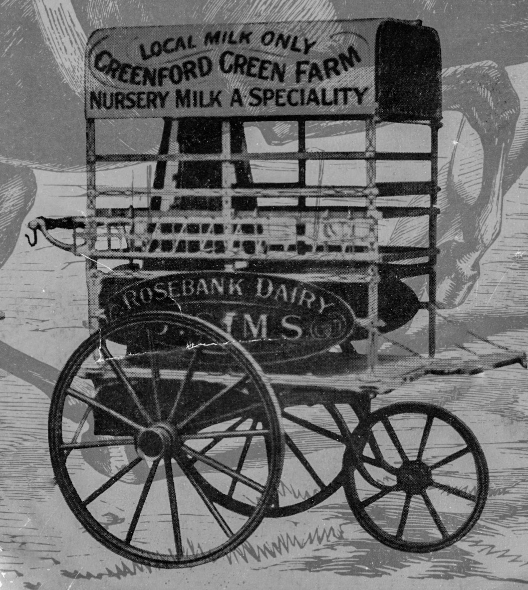 1900s? Rosebank Dairy hand milk cart from Greenford Green. (Express News 1960, extracted from front cover)