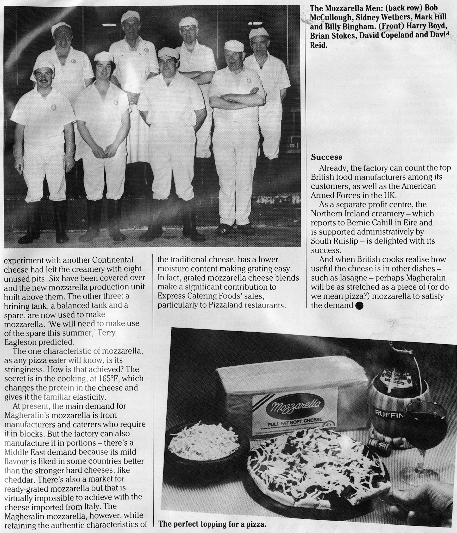 1986 Mozzarella production at Magheralin creamery in Northern Ireland