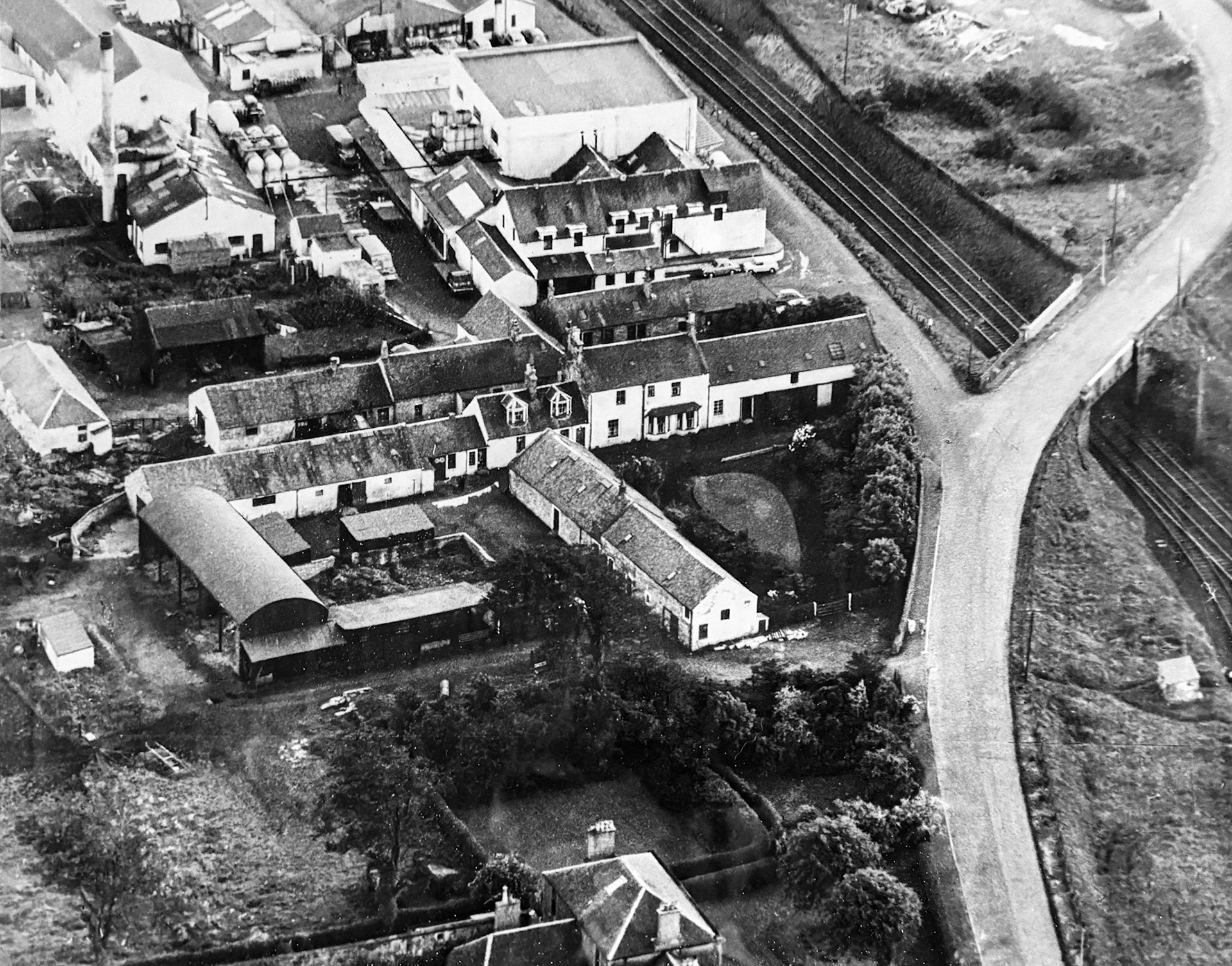 1965c Kilmaurs Creamery from the air. (Photos by Peter Roper, courtesy Towerhill Farm, Kilmaurs)