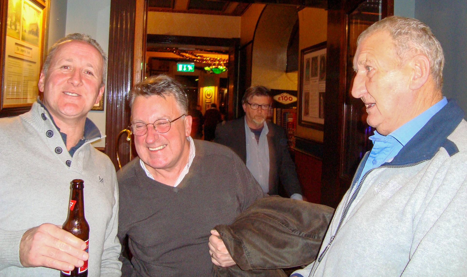 2015 Exeter Staff Reunion. Jimmy Reid identifies Mike Crichard, JCR and Albert (Eddie) Allen (RIP) (Courtesy Phillip Budd)