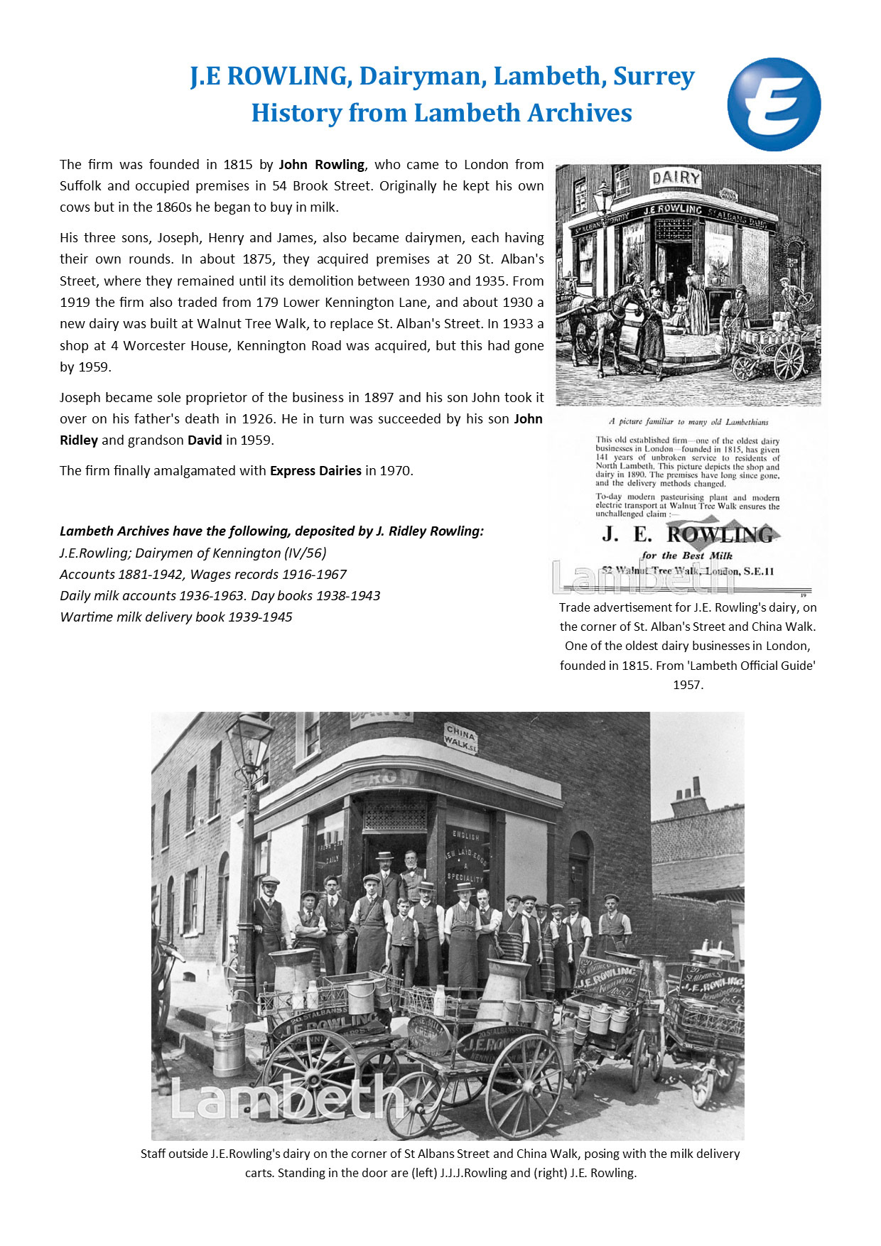 History of Rowling's Dairy, Peter Roper