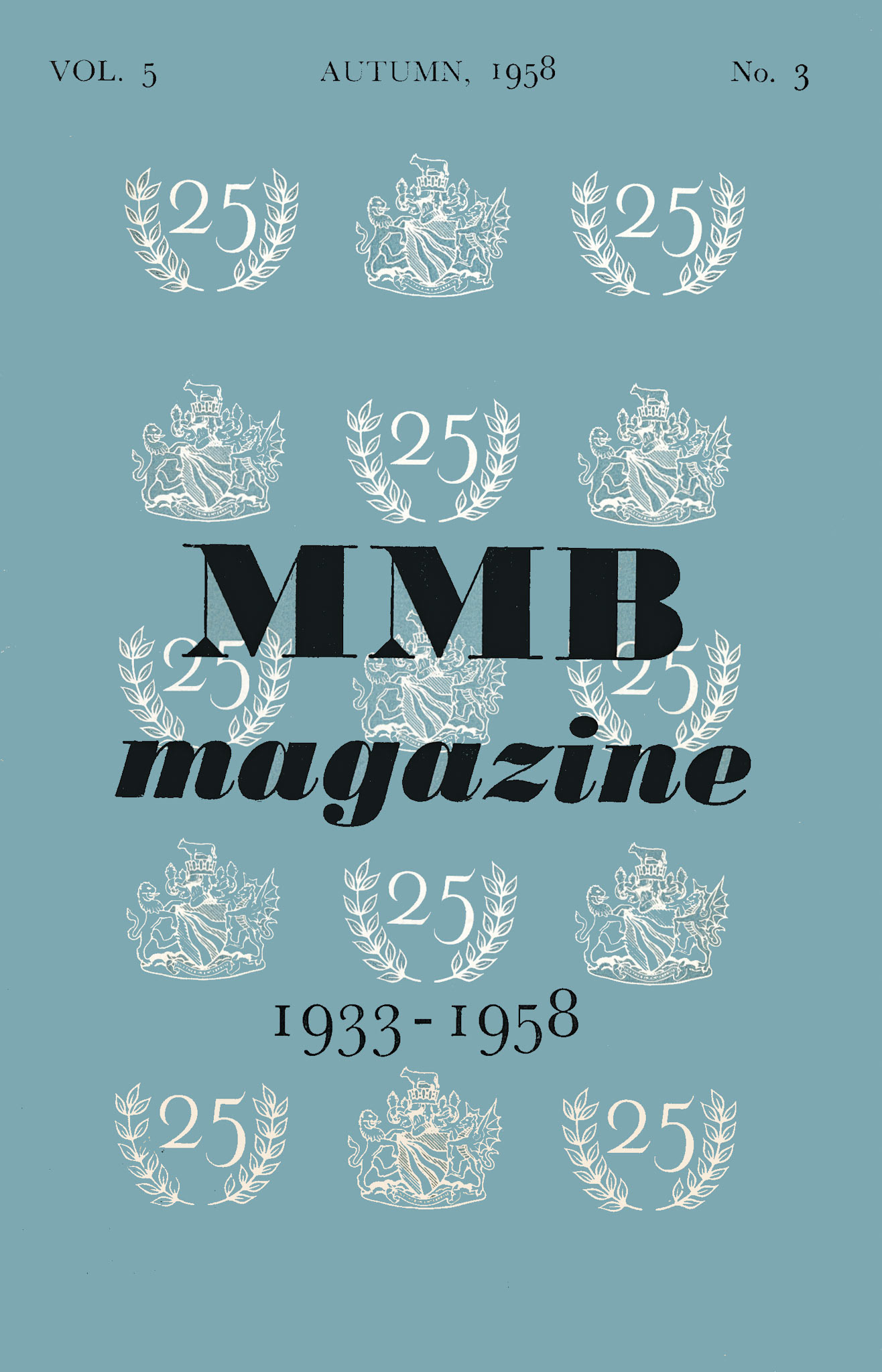 1958 MMB Magazine, 25 Year Anniversary Edition, Autumn-Vol 5, No 3 Front Cover