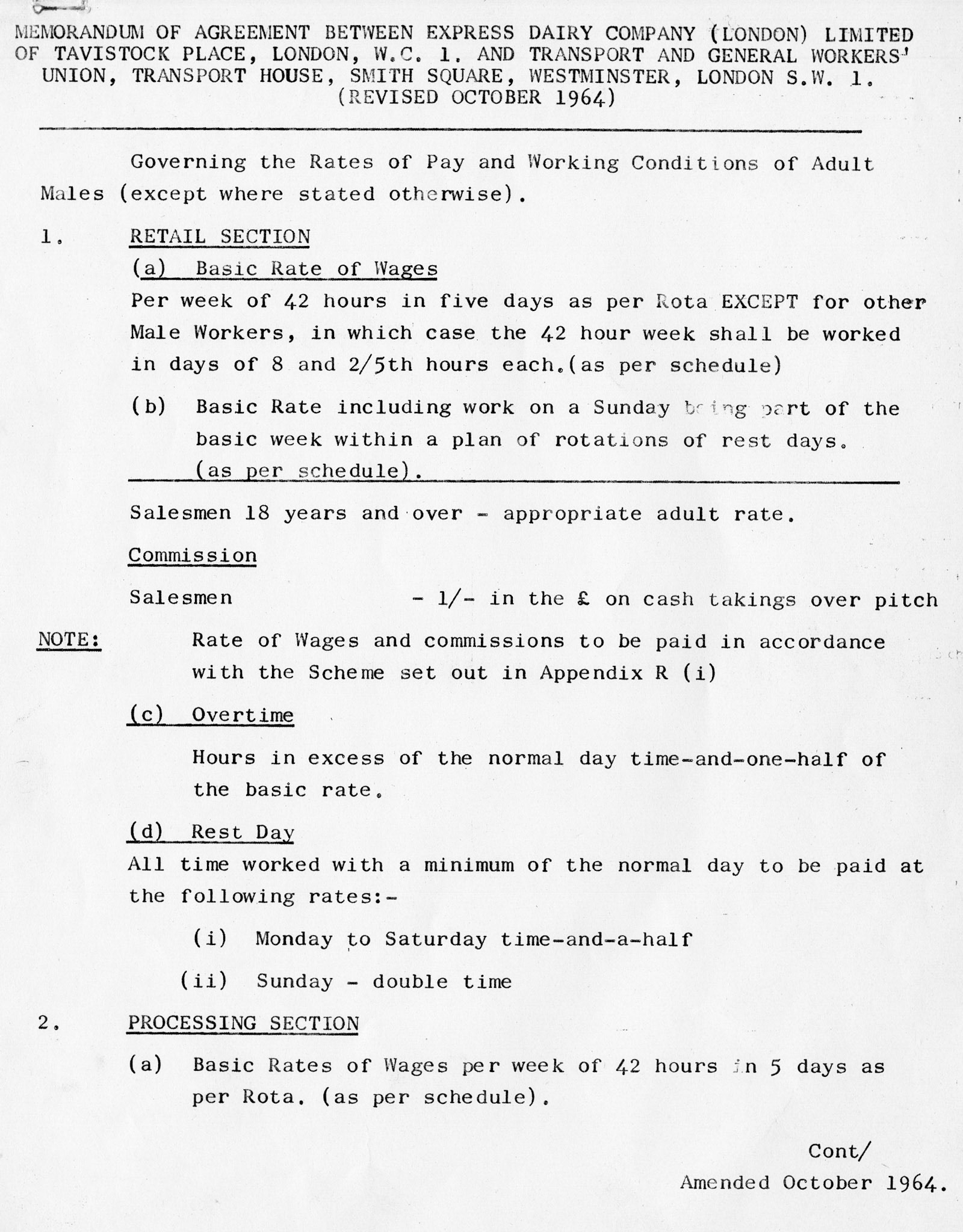 1964 Express &amp; TGWU Agreements - Retail and Transport. (Courtesy Dave Fane)
