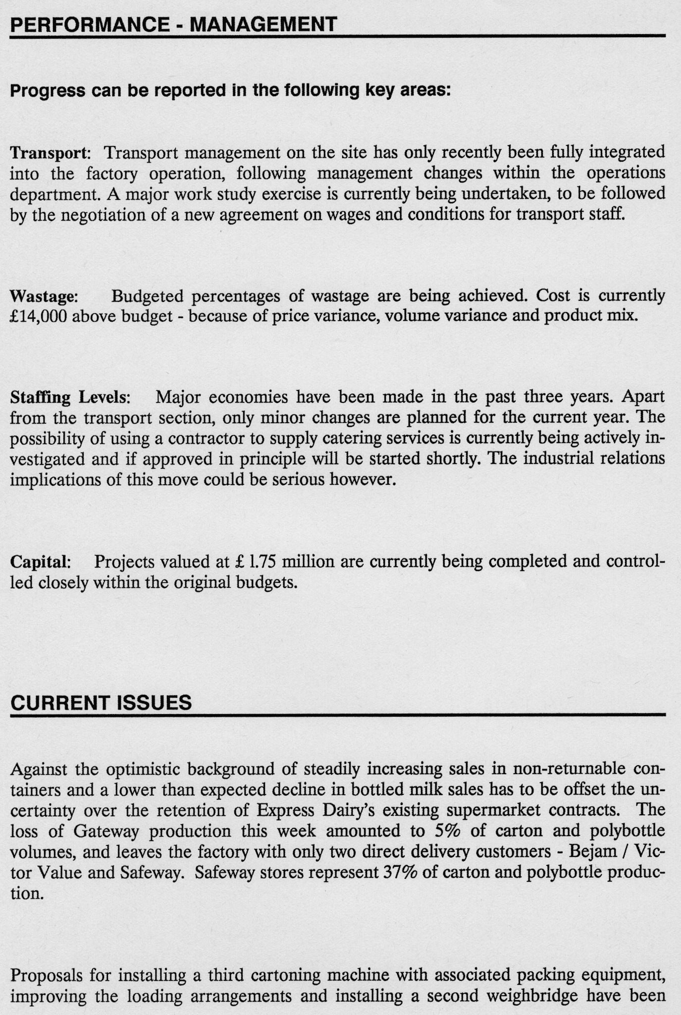 1987 Review of operations and results