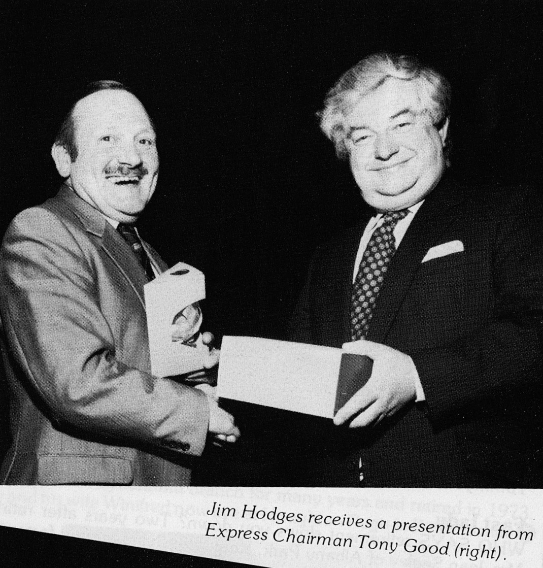 1984 Jim Hodges receives a presentation from Tony Good. His brother Tony Hodges reports that Jim Hodges died in 1997. RIP.