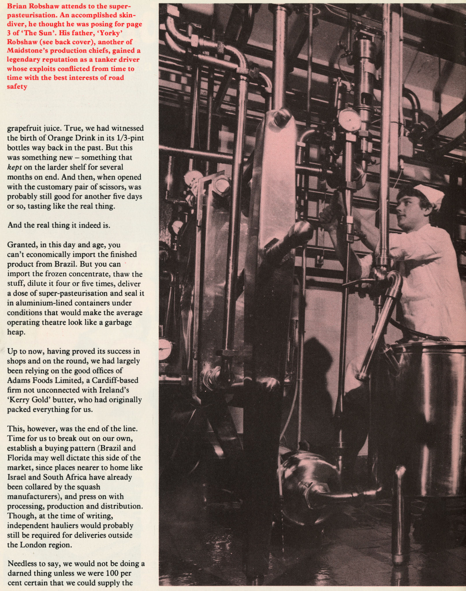 1977 - UHT production of milk and juice, Brian Robshaw