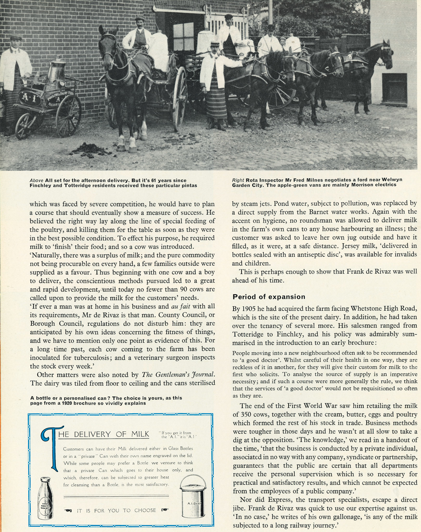 1967 A1 Dairies, with 60,000 customers in North London and Herfordshire, joins Express