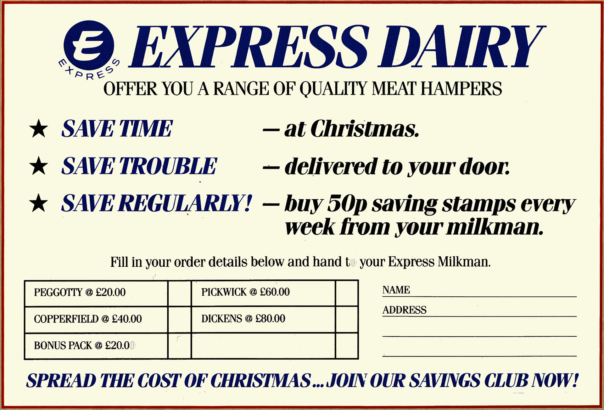 1986 Christmas Hamper Leaflet, back cover (Courtesy Paul Smith)