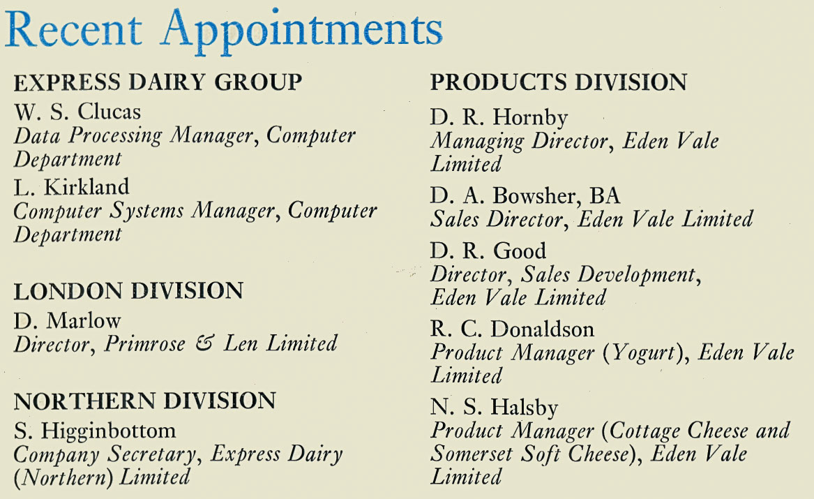 1969 Recent Appointments (Express News Autumn)