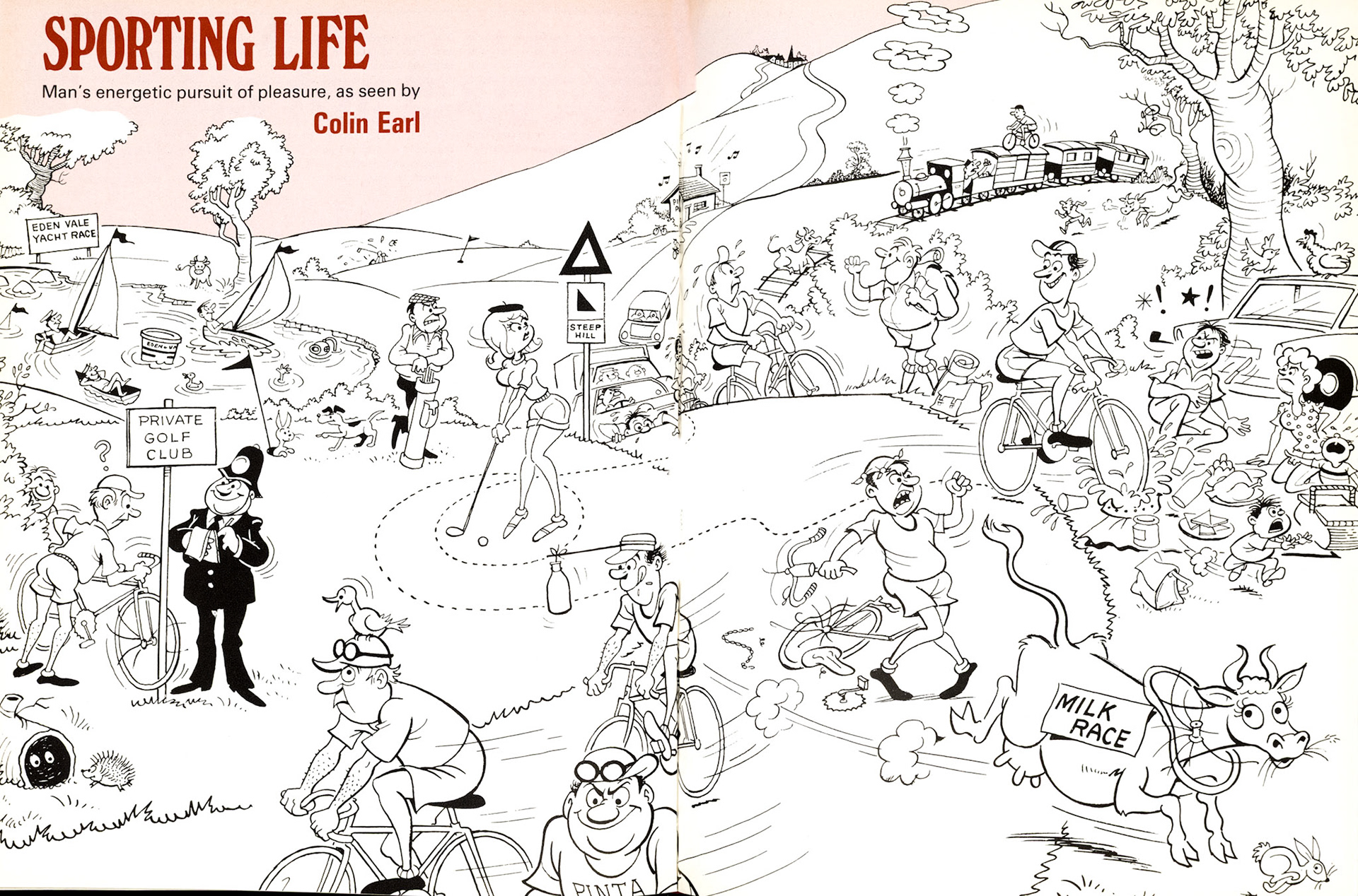 1979 Cartoons on the theme of sports, by Colin Earl. (Express News Autumn)