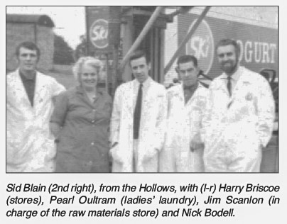 1970's ? Group Photo. Sid Blain (2nd right), from the Hollows, with (l-r) Harry Briscoe, from 'William Horner and His Creamery' by Jill King 2012
