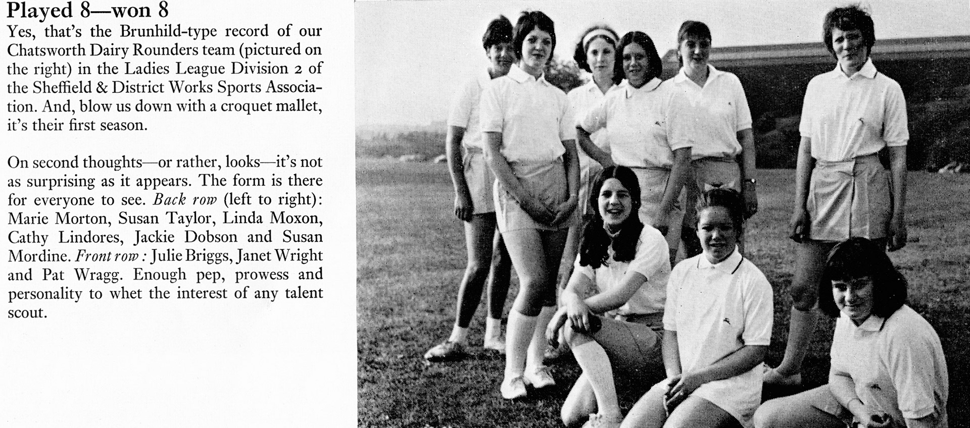 1970 Chatsworth Dairy rounders team winners