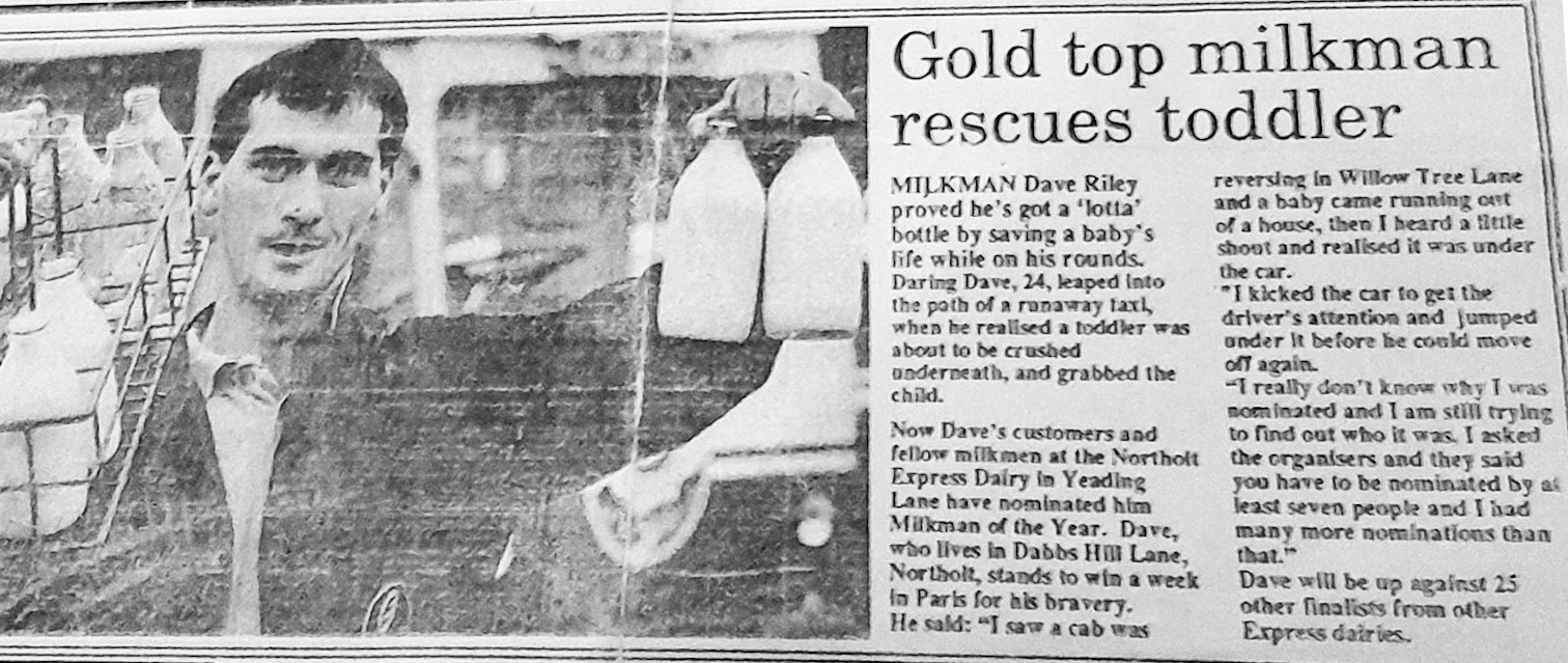 1989 Northolt Depot. Milkman Dave Riley nominated for 'Milkman of the Year' (Courtesy Dave J Riley, Eastcote Ruislip Uxbridge Now &amp; Then)