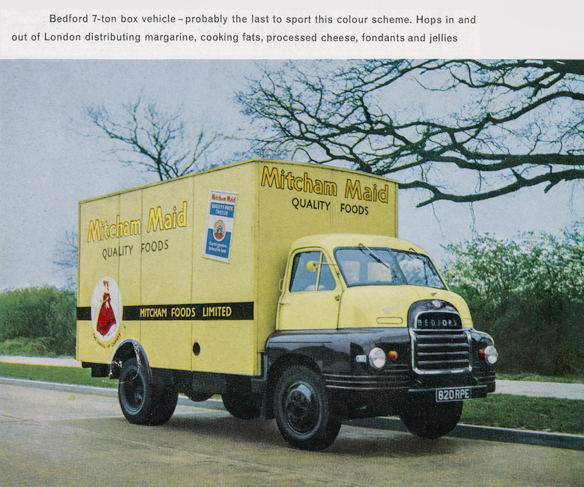 1961 Bedford 7-ton box vehicle used by Mitcham Foods. (From 'Transport Album' by Transport Director R. Harvey, Express News Summer)