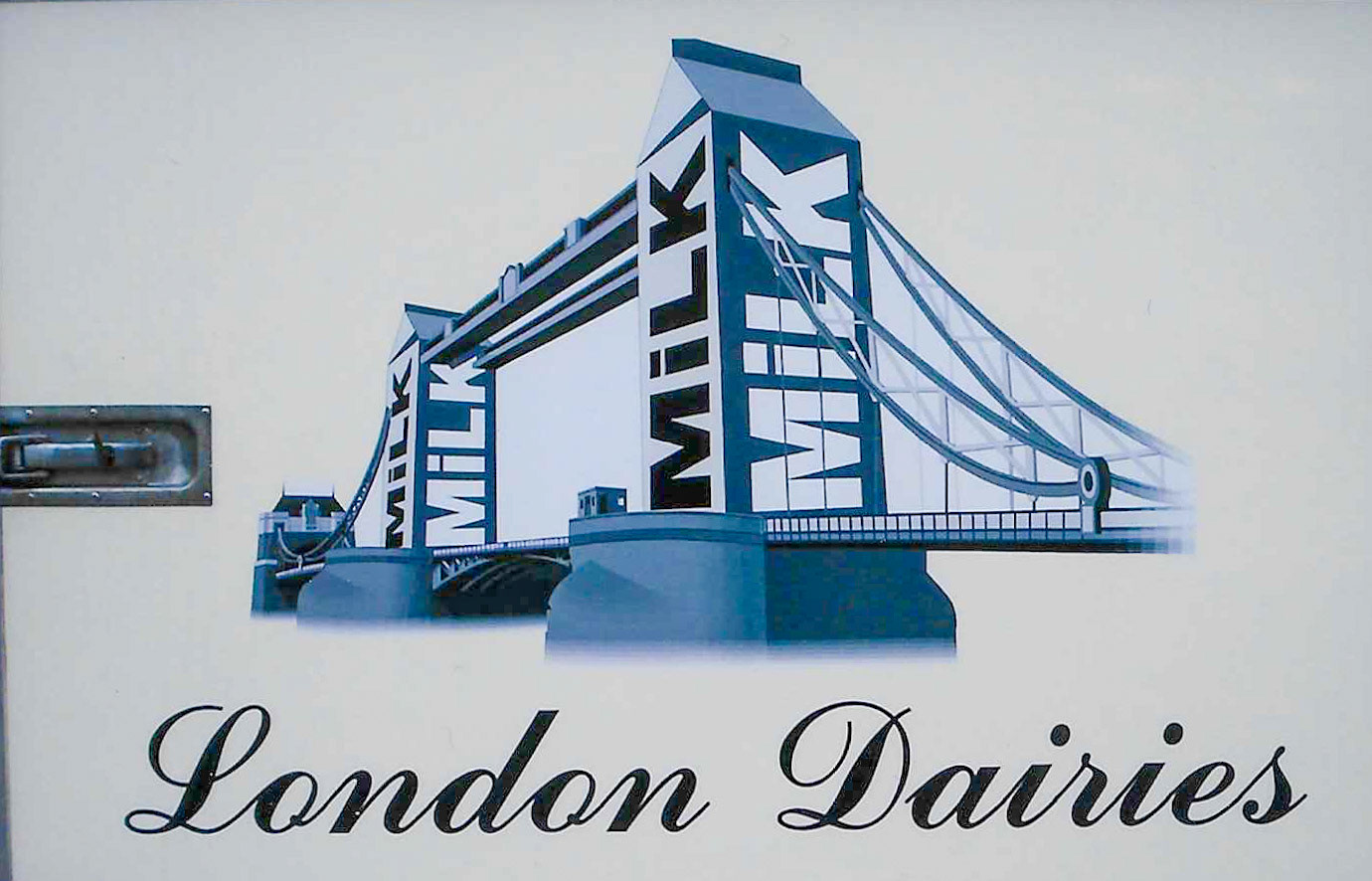 London Dairies Logo on side of milk float (Courtesy Paul Luke)