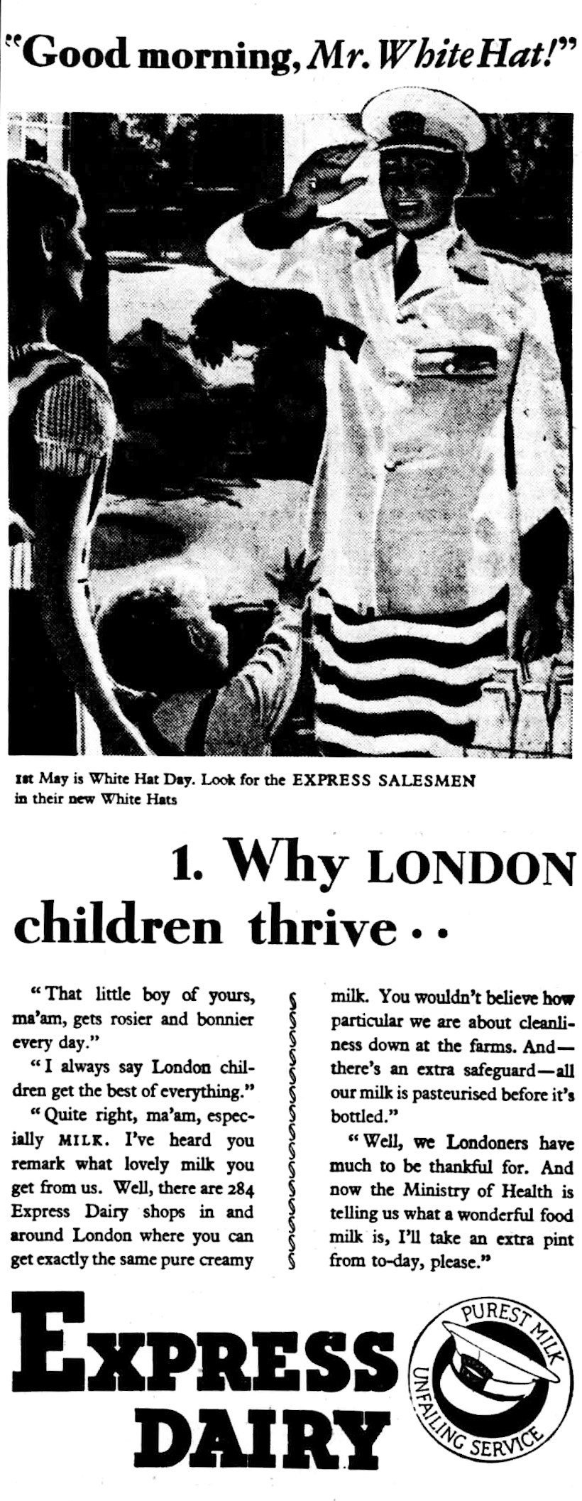 1933 Express Dairy advert in Lewisham Borough News - Friday 5 May (Courtesy of THE BRITISH LIBRARY BOARD)