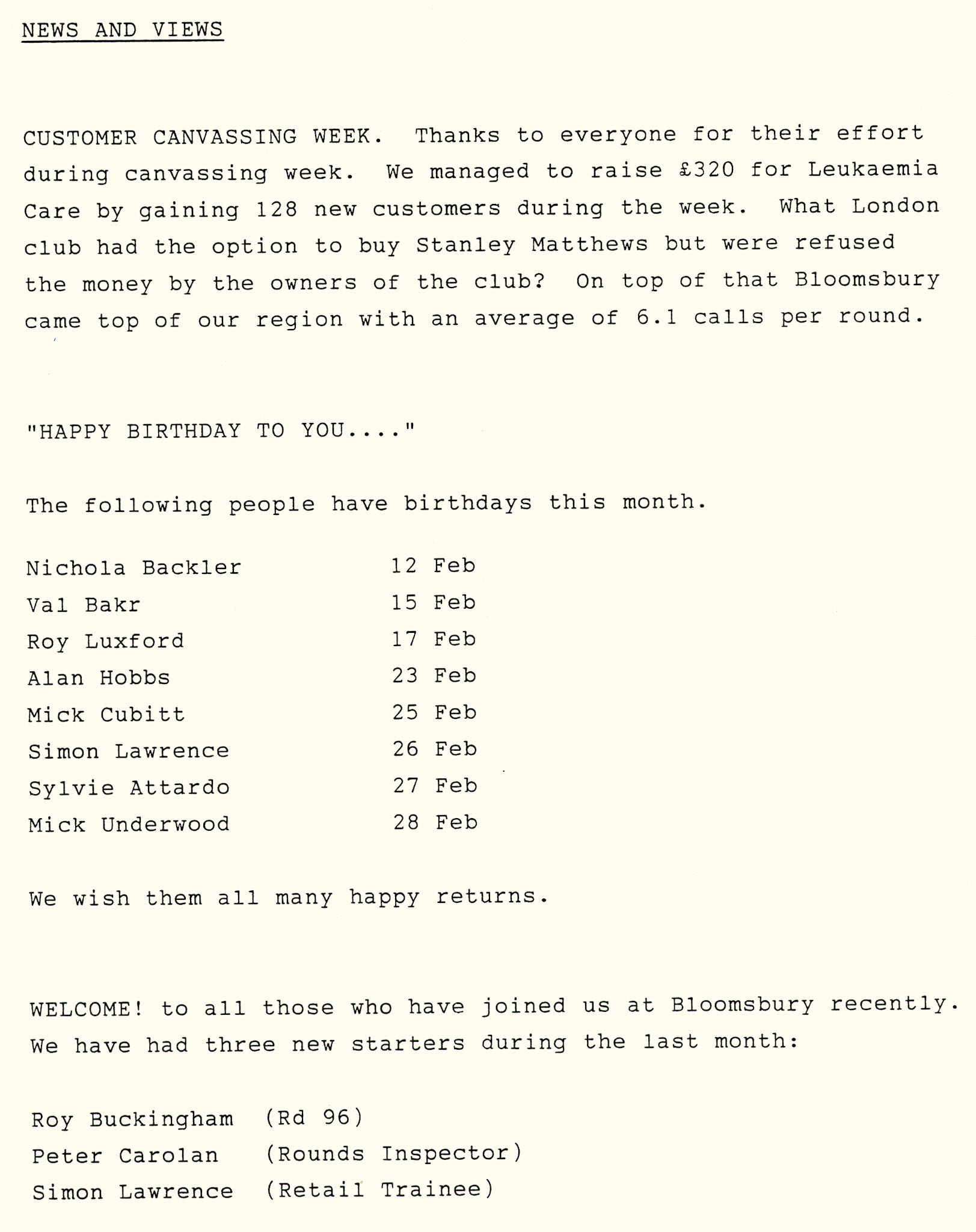 1991 Bloomsbury. The 'Bloomsbury Bugle' newsletter produced in-house for depot staff. (Courtesy Michael Aldread)