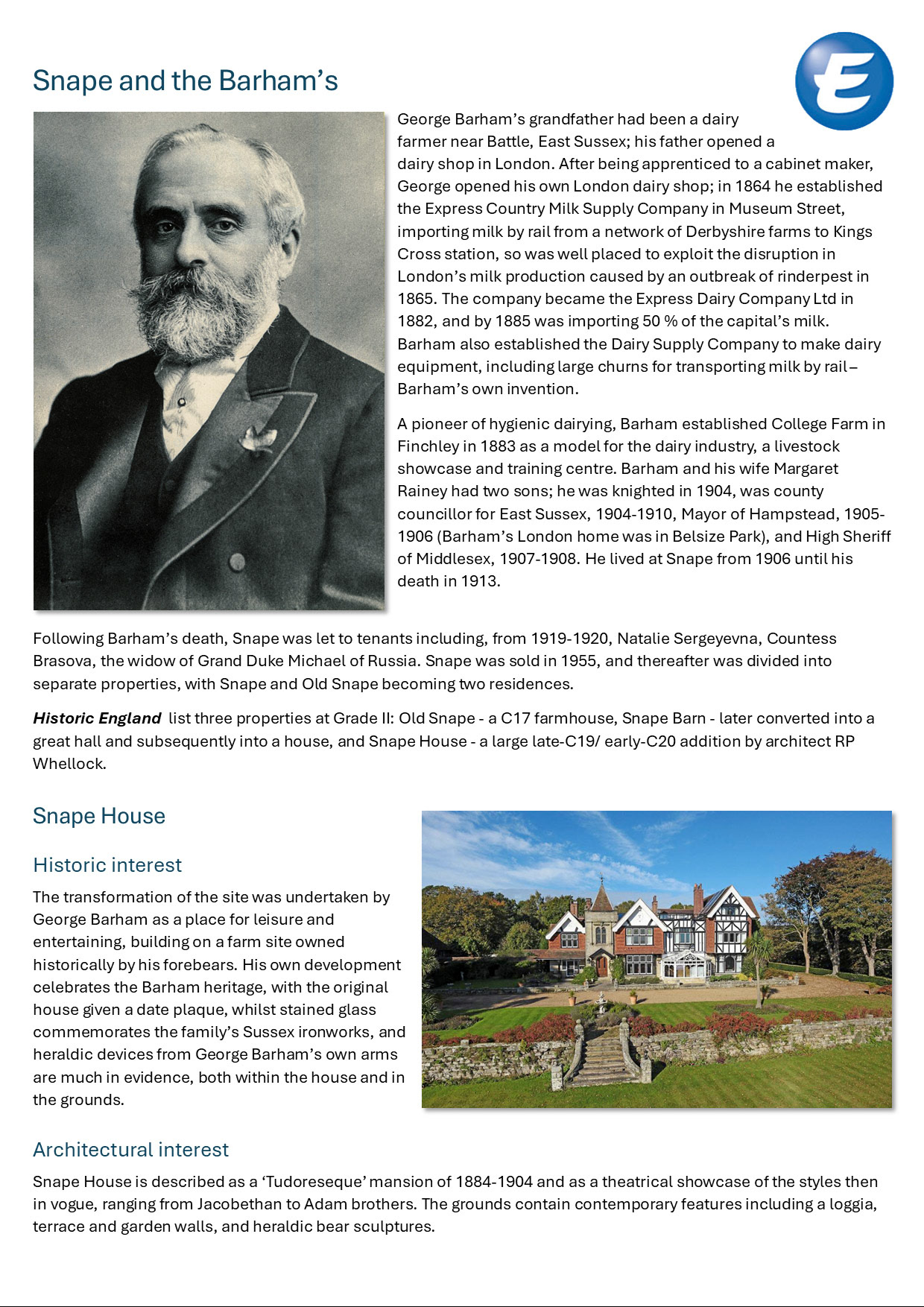 2025 The Barham's at Snape. (Express Dairy Tales publication)