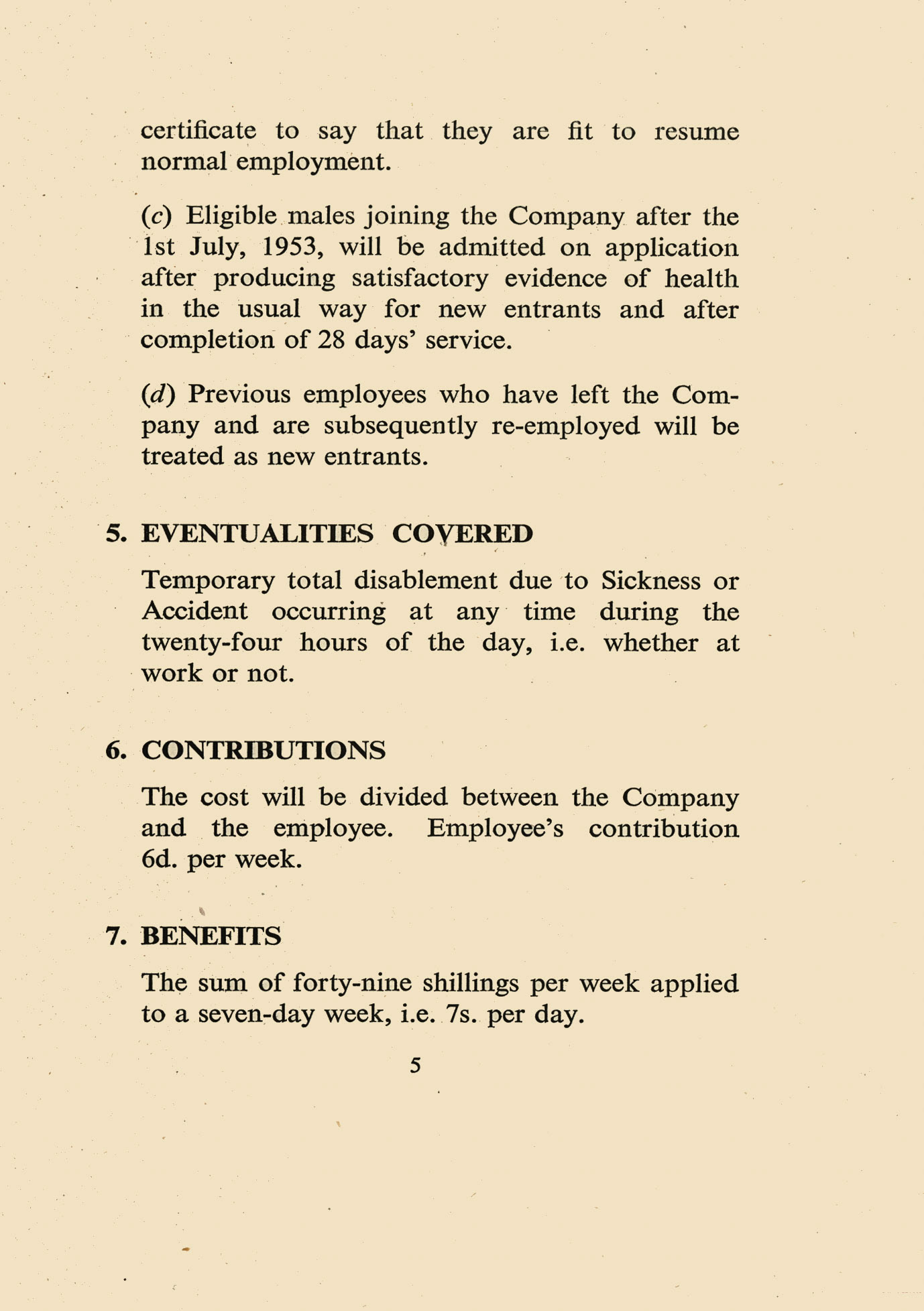 1953 Employee leaflet explaining the Sickness and Accident Scheme (Courtesy Paul Smith)