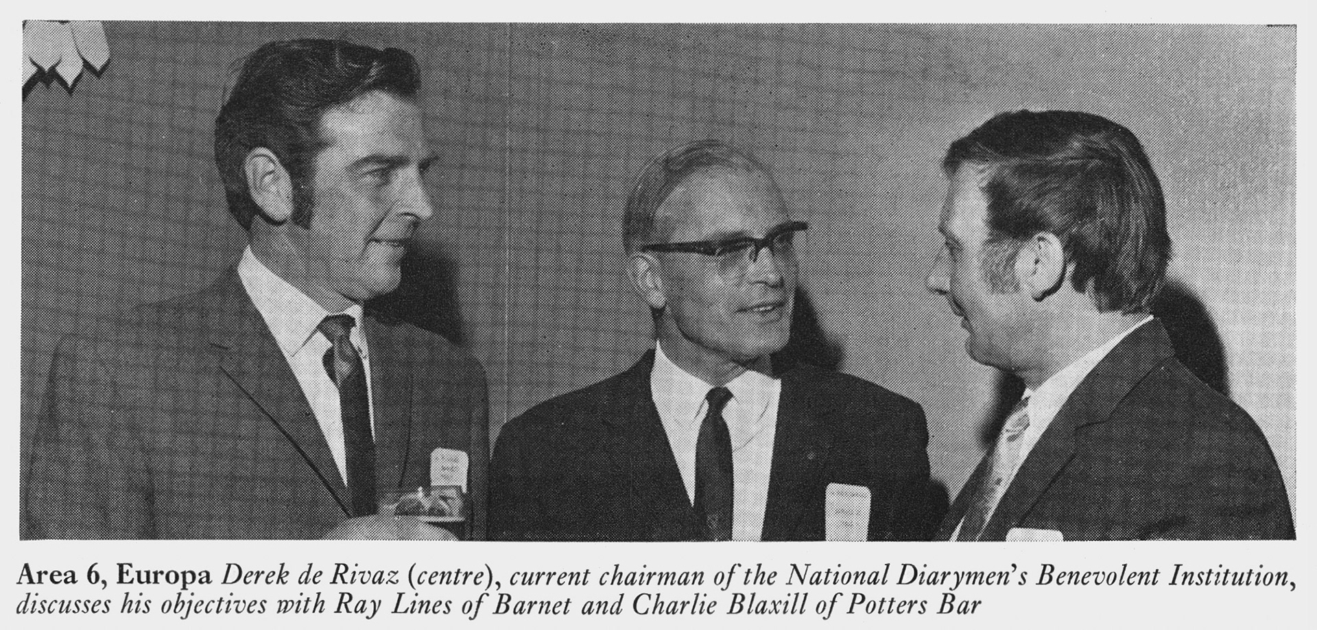 1972 Ray Lines of Barnet, Derek de Rivaz and Charlie Blaxill from Muswell Hill at London Merit and Service Dinner.(Express News Summer)
