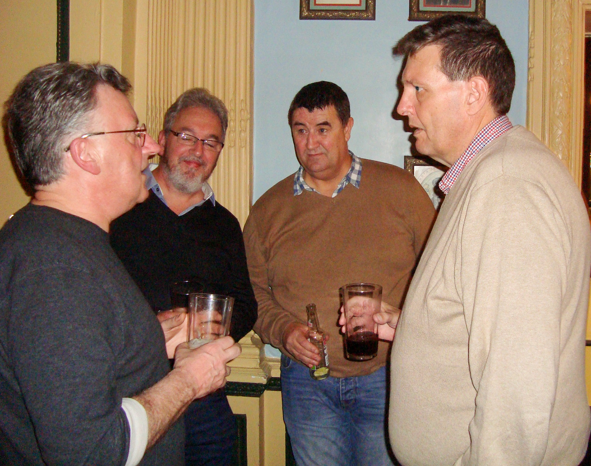 2016 Exeter Staff Reunion, The Imperial. Jimmy Reid, Paul Turner, Martin Evans, ?. (Courtesy Phillip Budd)