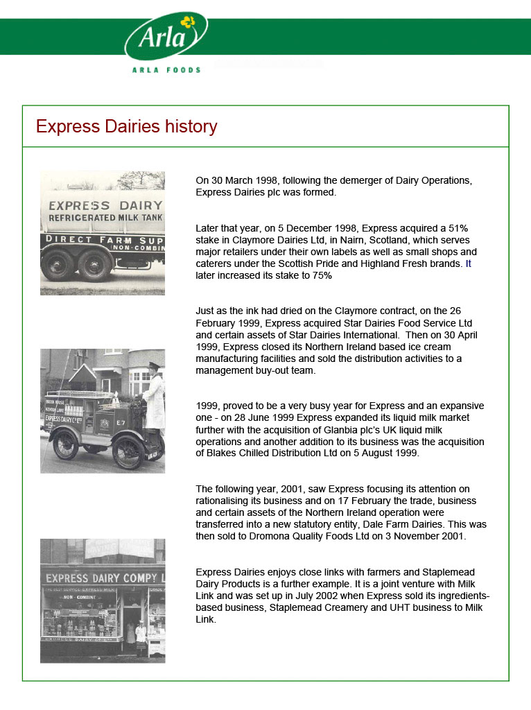 2003 Express History according to Arla Foods