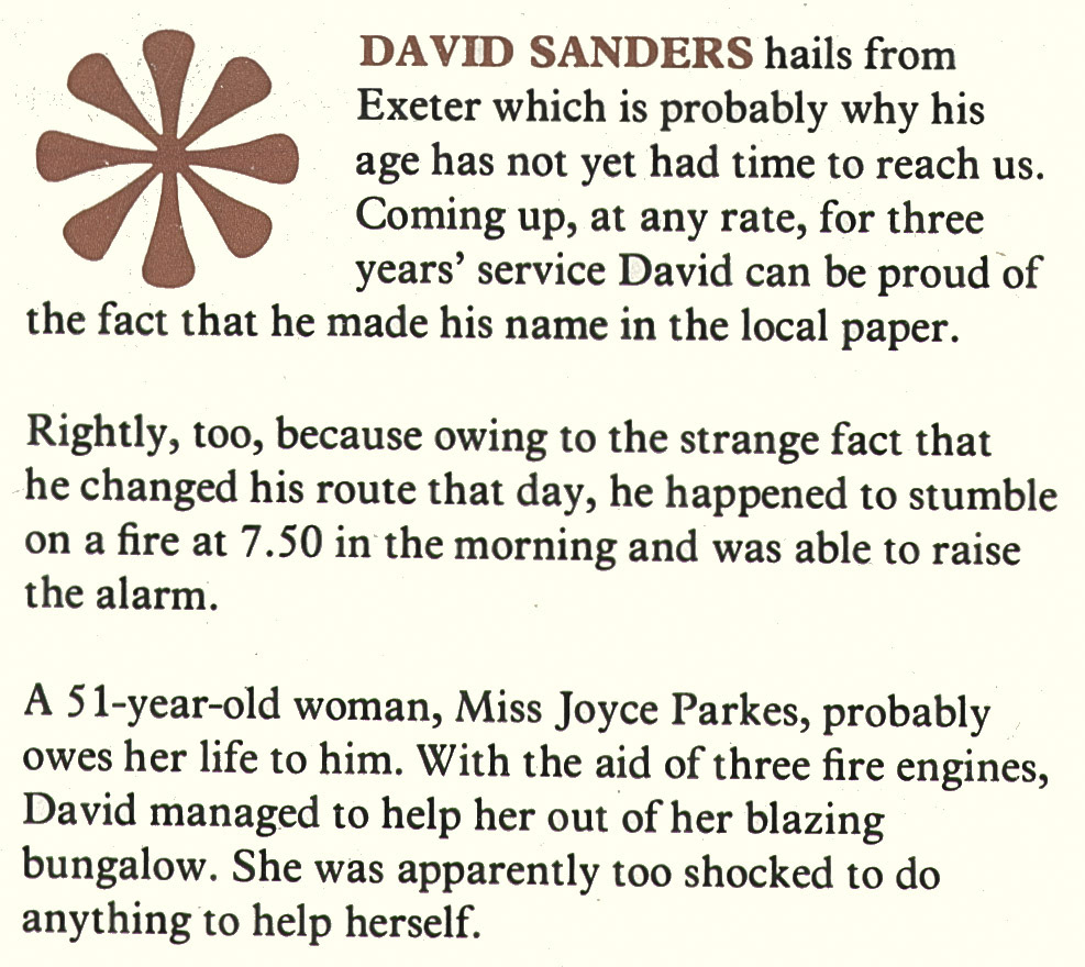 1977 Exeter milkman David Sanders raises an alert when he discovered and early morning house fire. (Express News Spring)