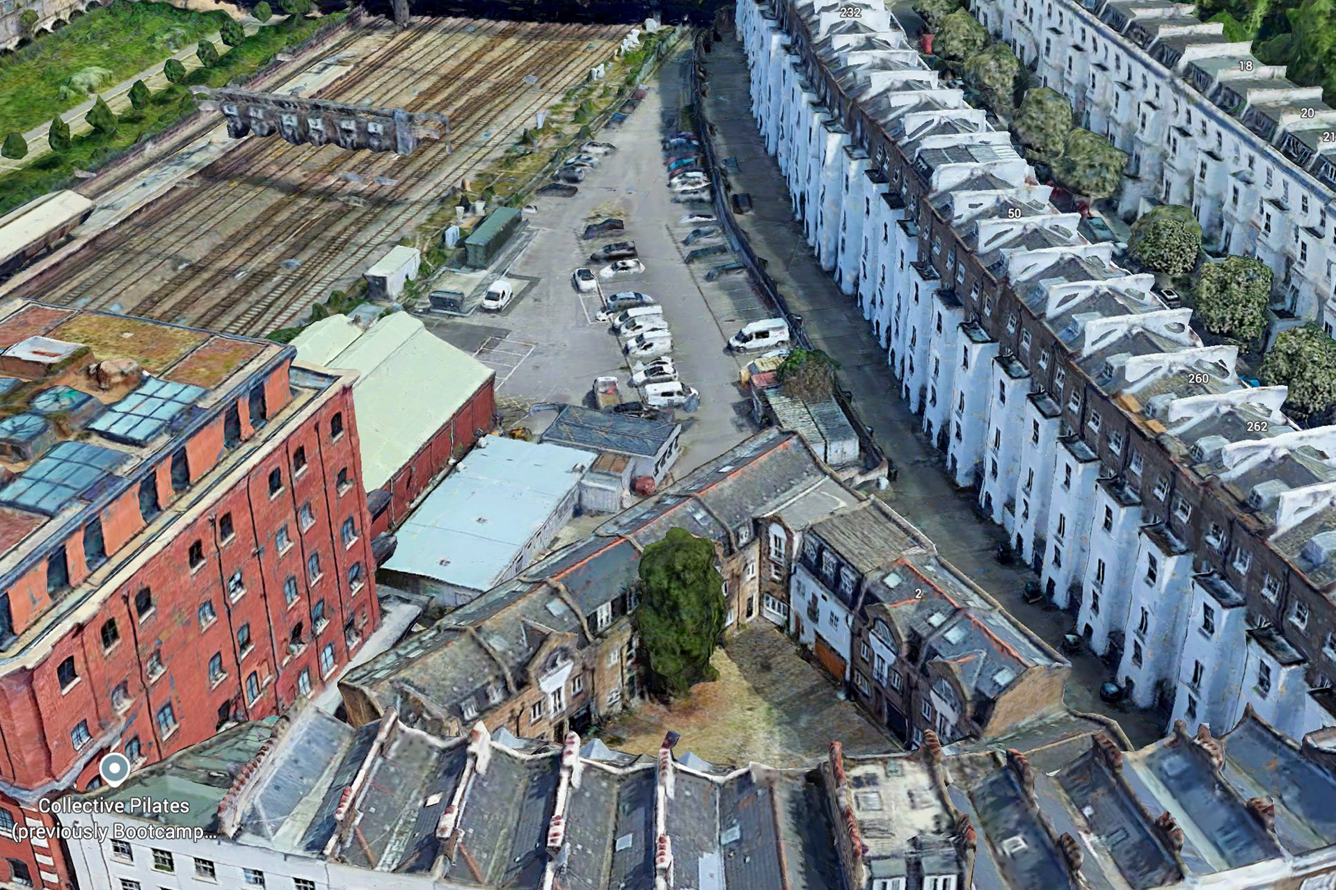 2025 Bayswater Depot location in Celbridge Mews (Courtesy Google Earth, researched by Michael Aldread)