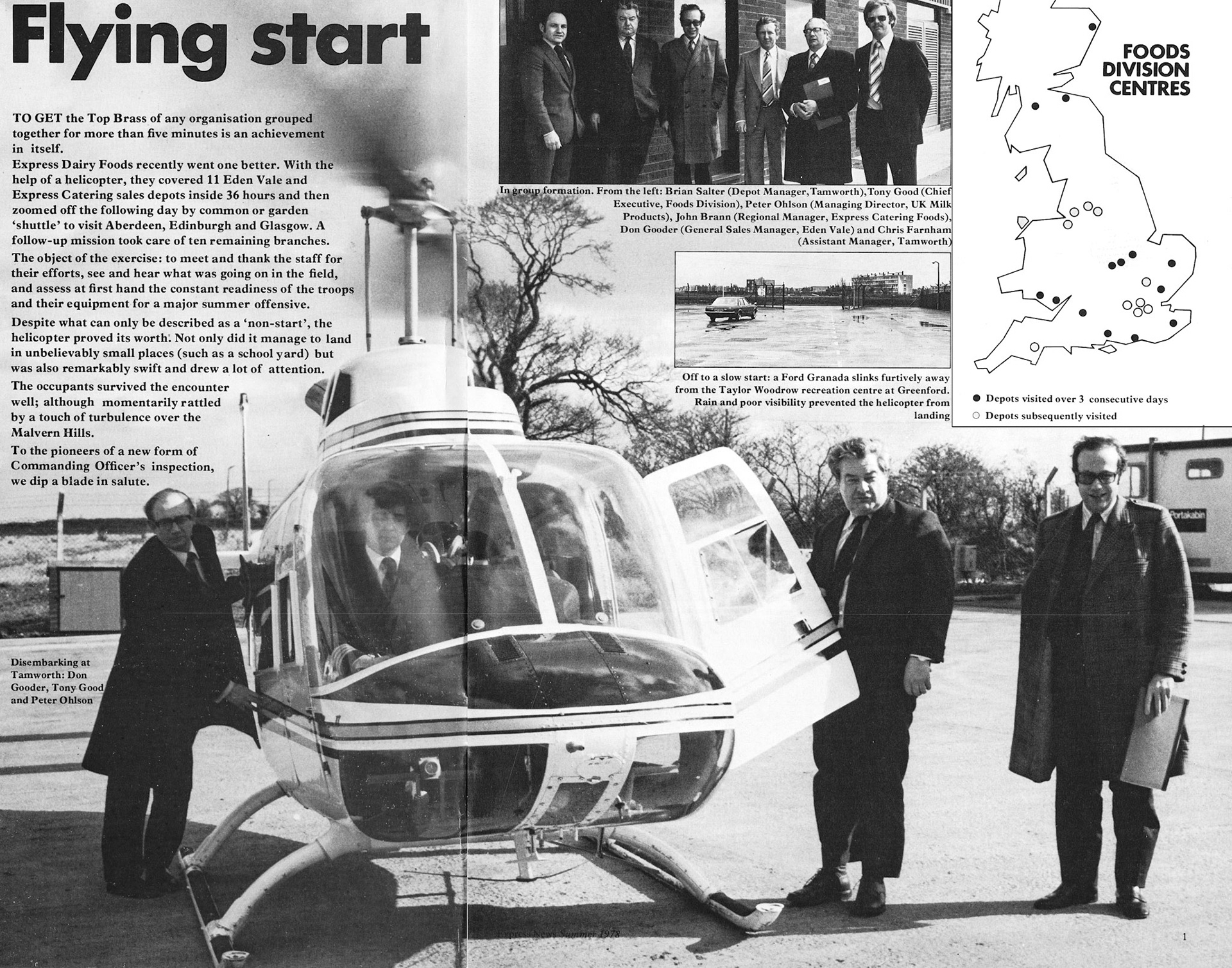 1978 Don Gooder, Tony Good and Peter Ohlson on a helicopter depot visit, including Tamworth, pictured. (Express News Summer)