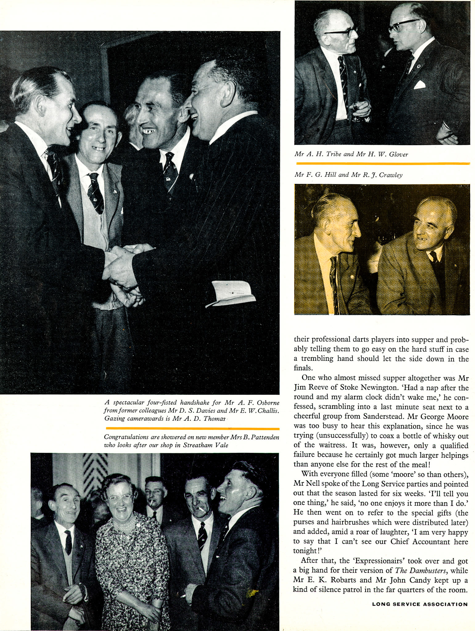 1961 London's 20-year long service awards at the Connaught Rooms. (LSA Annual Review)