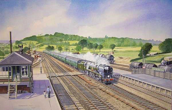 1950's scene, in painting by Frederick Lea GRA, (From Seaton Junction History, by Rick Wood)