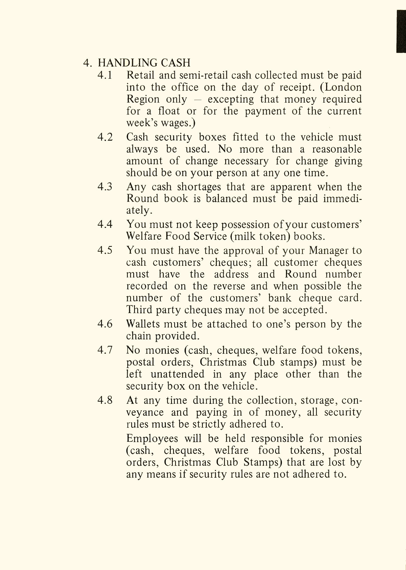 1970's? Procedures &amp; Instructions for Retail Staff, P6 (Express Dairy Tales collection)