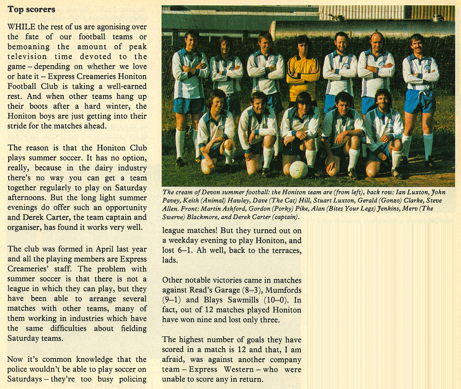 1980 Honiton Football Team