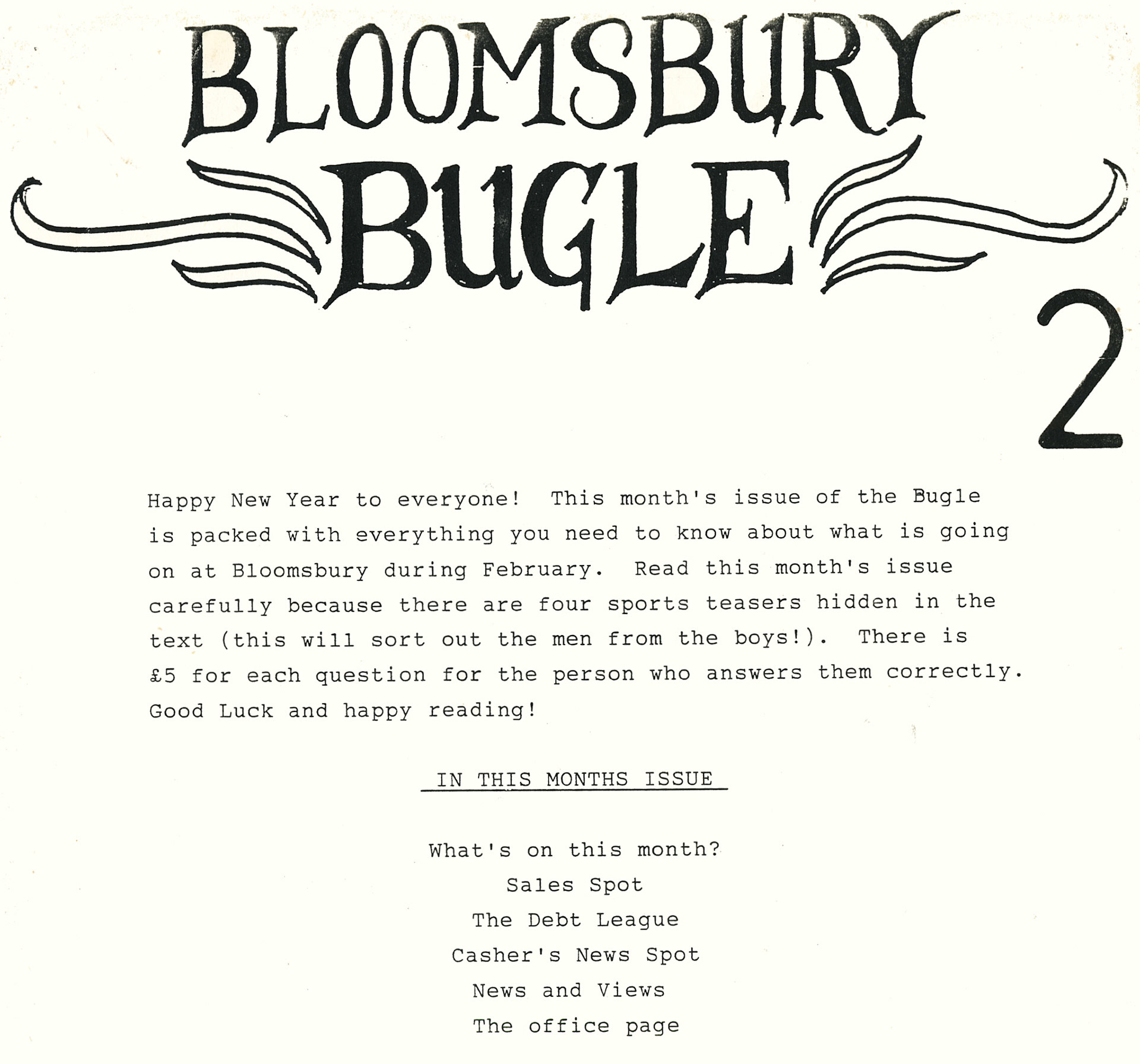 1991 Bloomsbury. The 'Bloomsbury Bugle' newsletter produced in-house for depot staff. (Courtesy Michael Aldread)