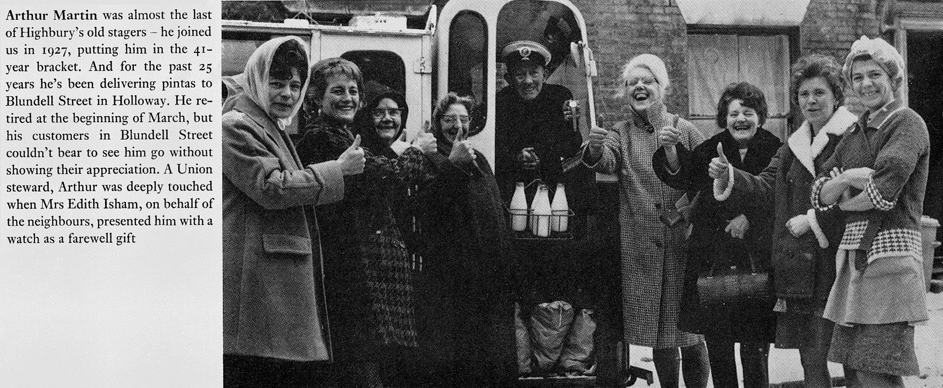 1969 Highbury milkman Arthur Martin retires after 41 years. (Express News Spring)