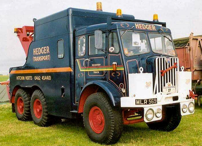 2000s AEC 'Militant' breakdown truck. Richard Hedger comments "Purchased from Express Dairy by my father, and has been shown extensively in the UK and Belgium, currently once a year at a local show." (Courtesy Richard Hedger)