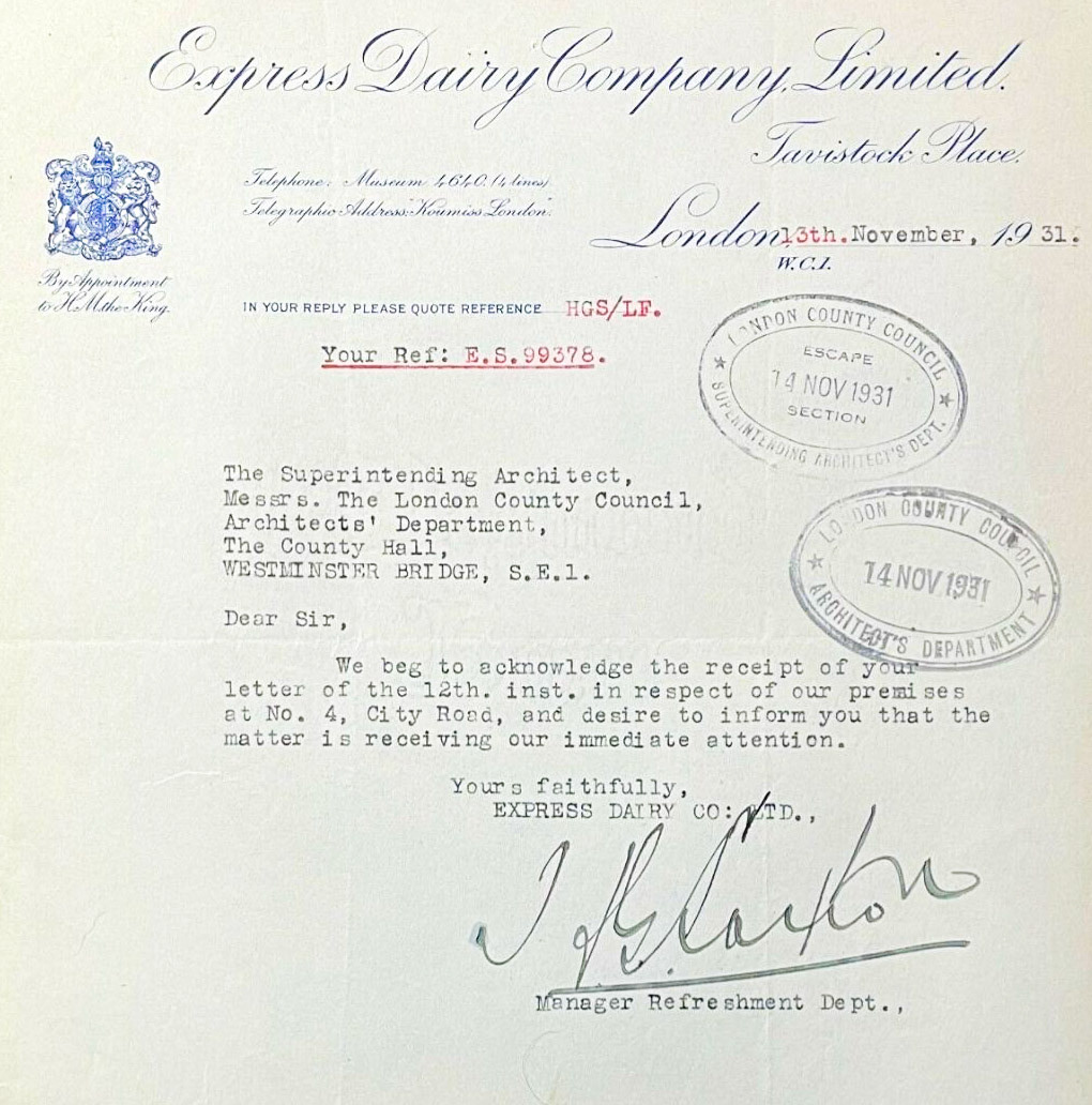 1931 Tavistock Place Letter Heading (Courtesy Michael Aldread)