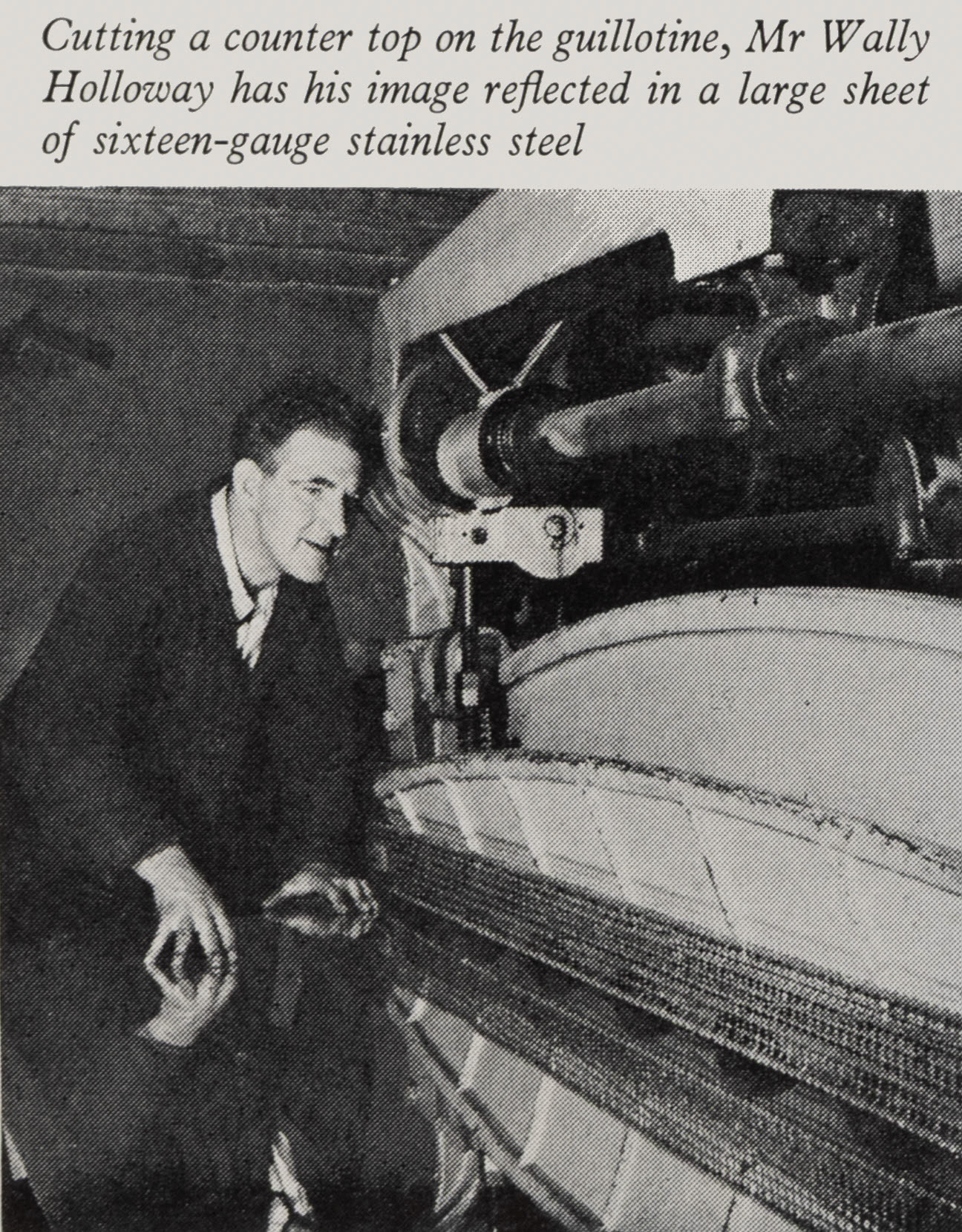 1957 Camden Town Engineering Department-visit to the Sheet Metal Dept-Mr Wally Holloway. (Express News Autumn)