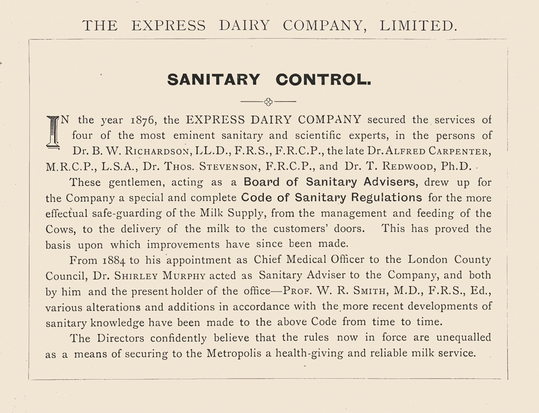 1893 'Sanitary Control' from 'Souvenir from Finchley' (Courtesy Brian Wastell)