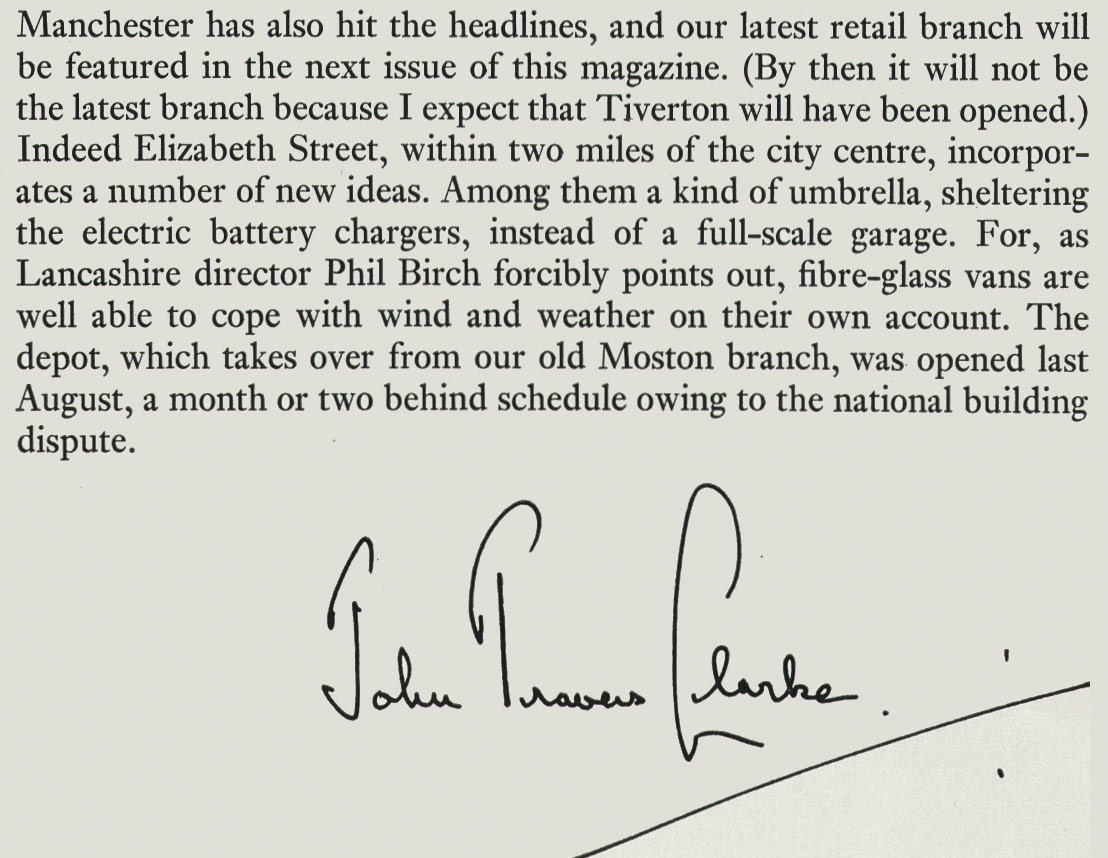 1973 New Manchester Depot opening at Elizabeth Street, replacing Moston. (Express News Autumn)