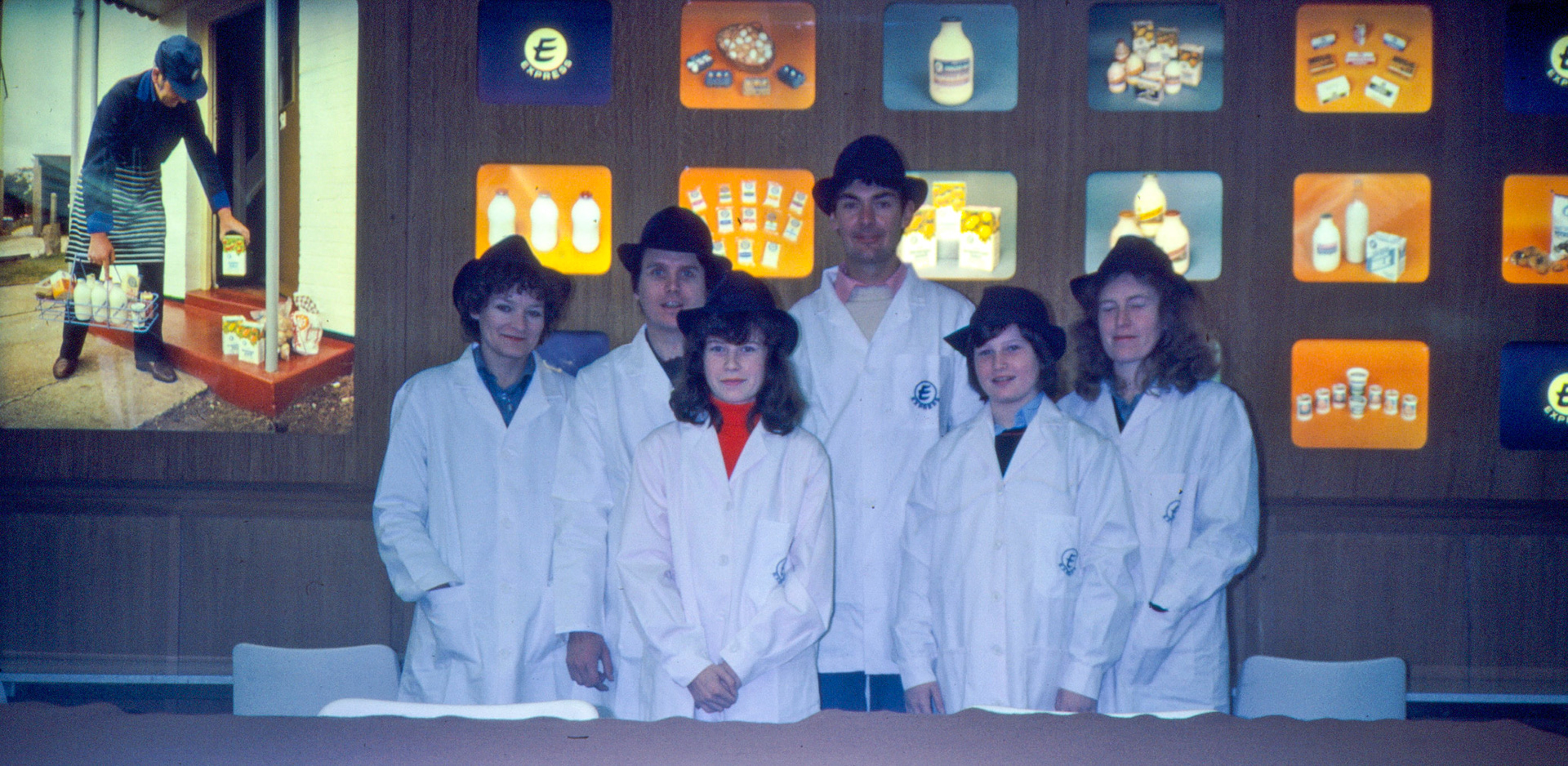 1978 South Morden visitors room. Many people will remember the illuminated panel on one wall. In this picture Peter Roper is standing, with his first wife Jane and her cousin and family.