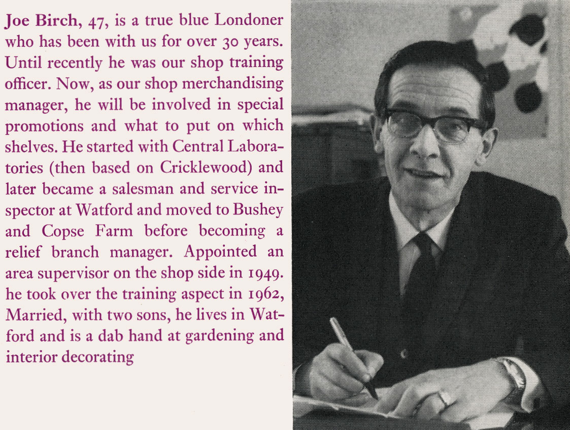 1969 Joe Birch appointed Shop Merchandising Manager. (Express News Spring)