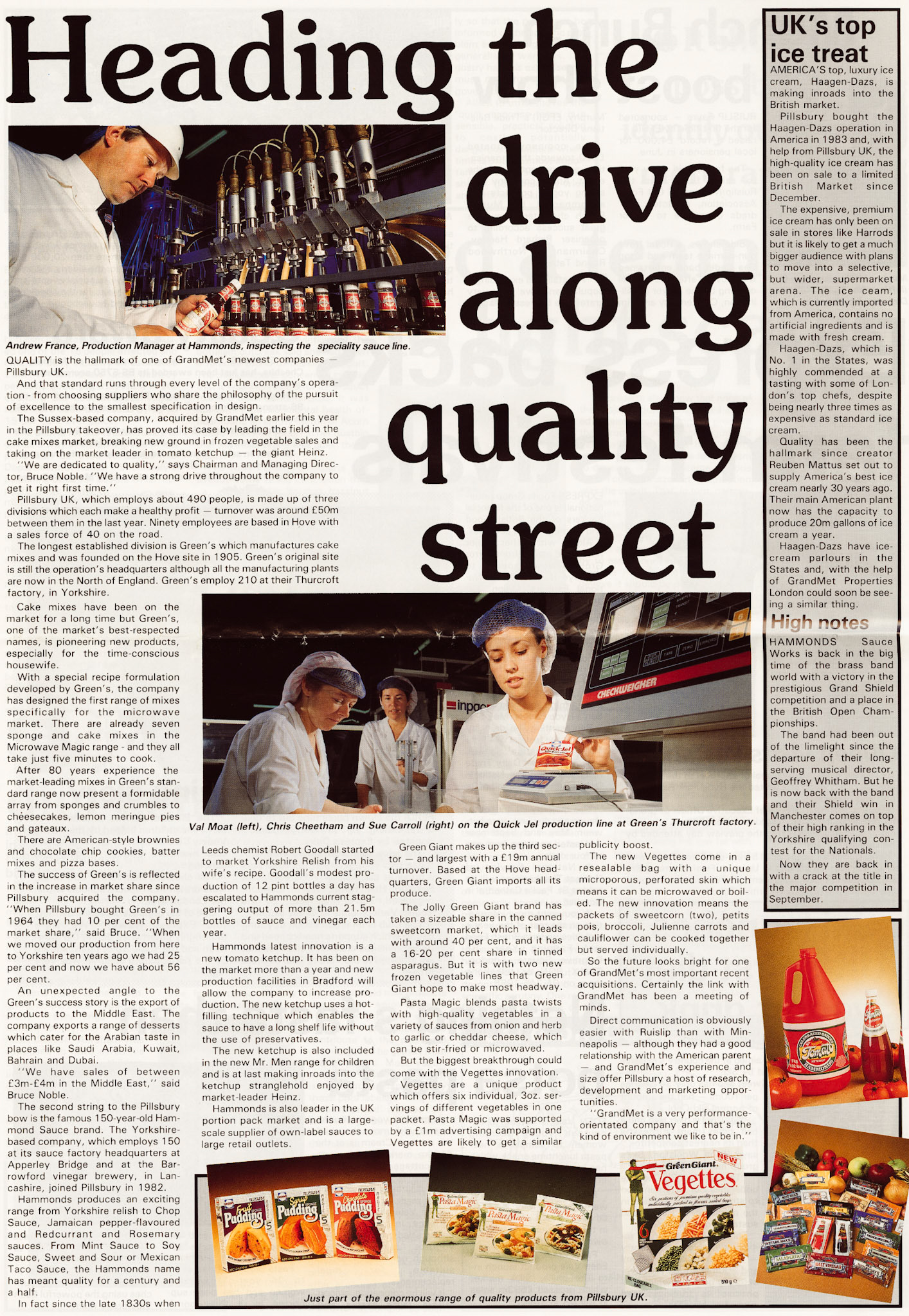 1989 Spotlight on Pillsbury UK - Green's cake mixes, Hammonds sauces, Green Giant sweetcorn, and Haagen-Dazs ice cream