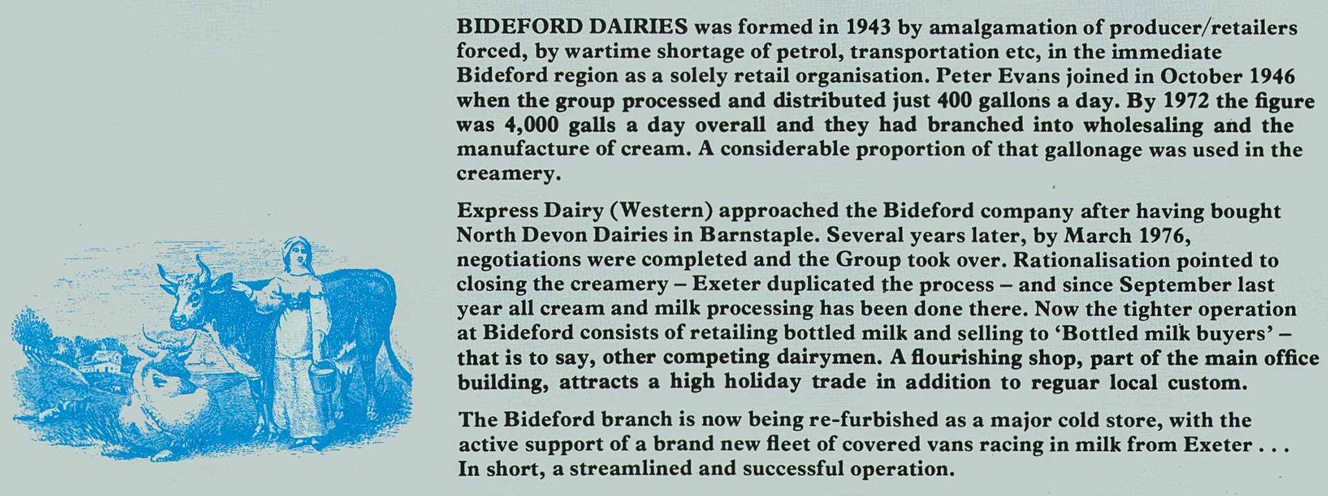 1977 History of Bideford Dairies. (Express News Autumn)